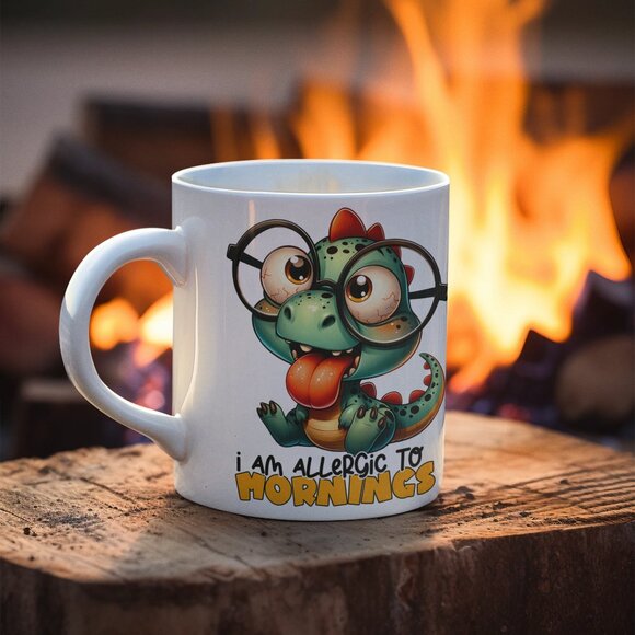 Allergic to Mornings Funny Mug - Picture 3 of 5